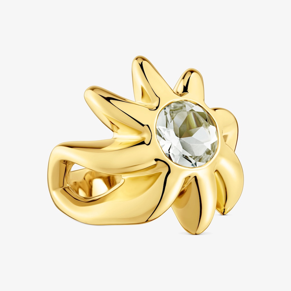 Signet ring with 18K gold vermeil and prasiolite Galia