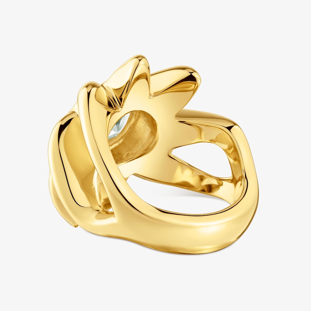 Signet ring with 18K gold vermeil and prasiolite Galia