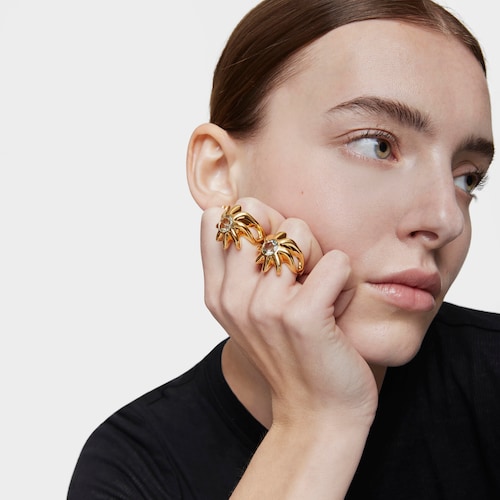 Anillo sello con baño de oro 18 kt sobre plata y prasiolita Galia