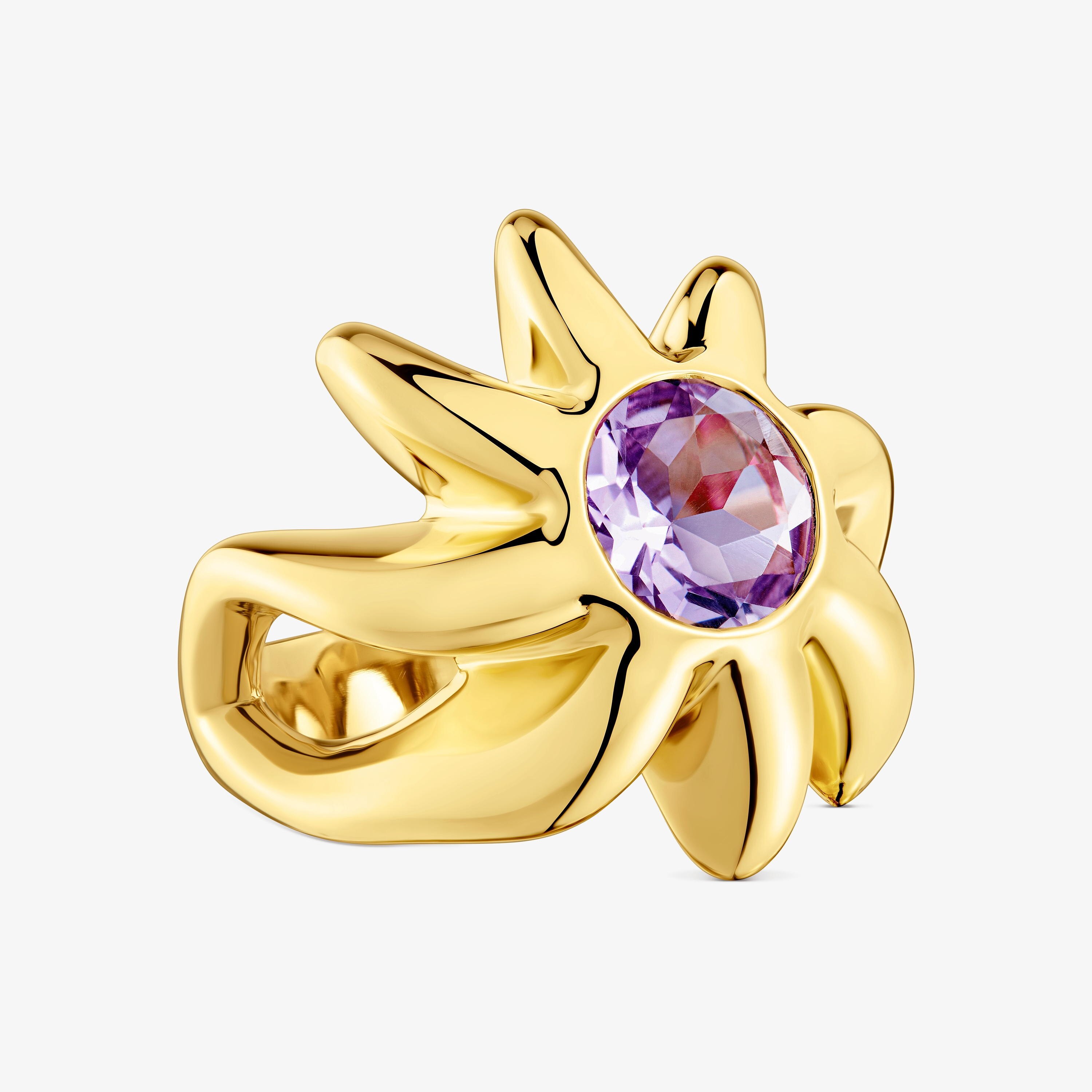 Signet ring with 18K gold vermeil and amethyst Galia