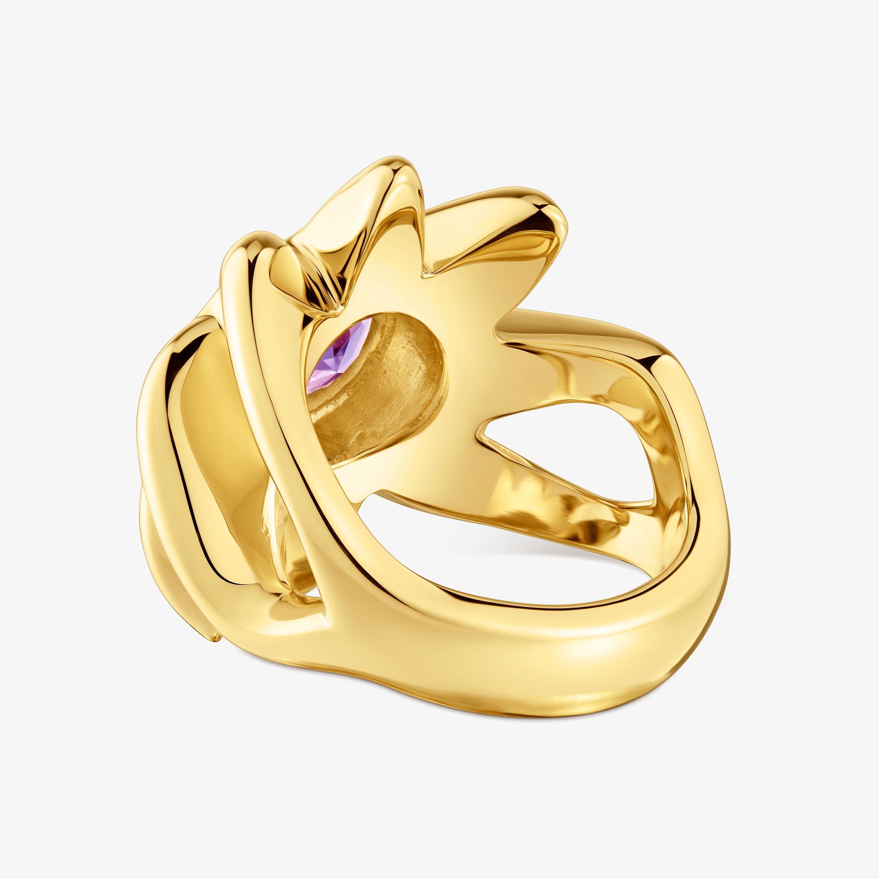 Signet ring with 18K gold vermeil and amethyst Galia