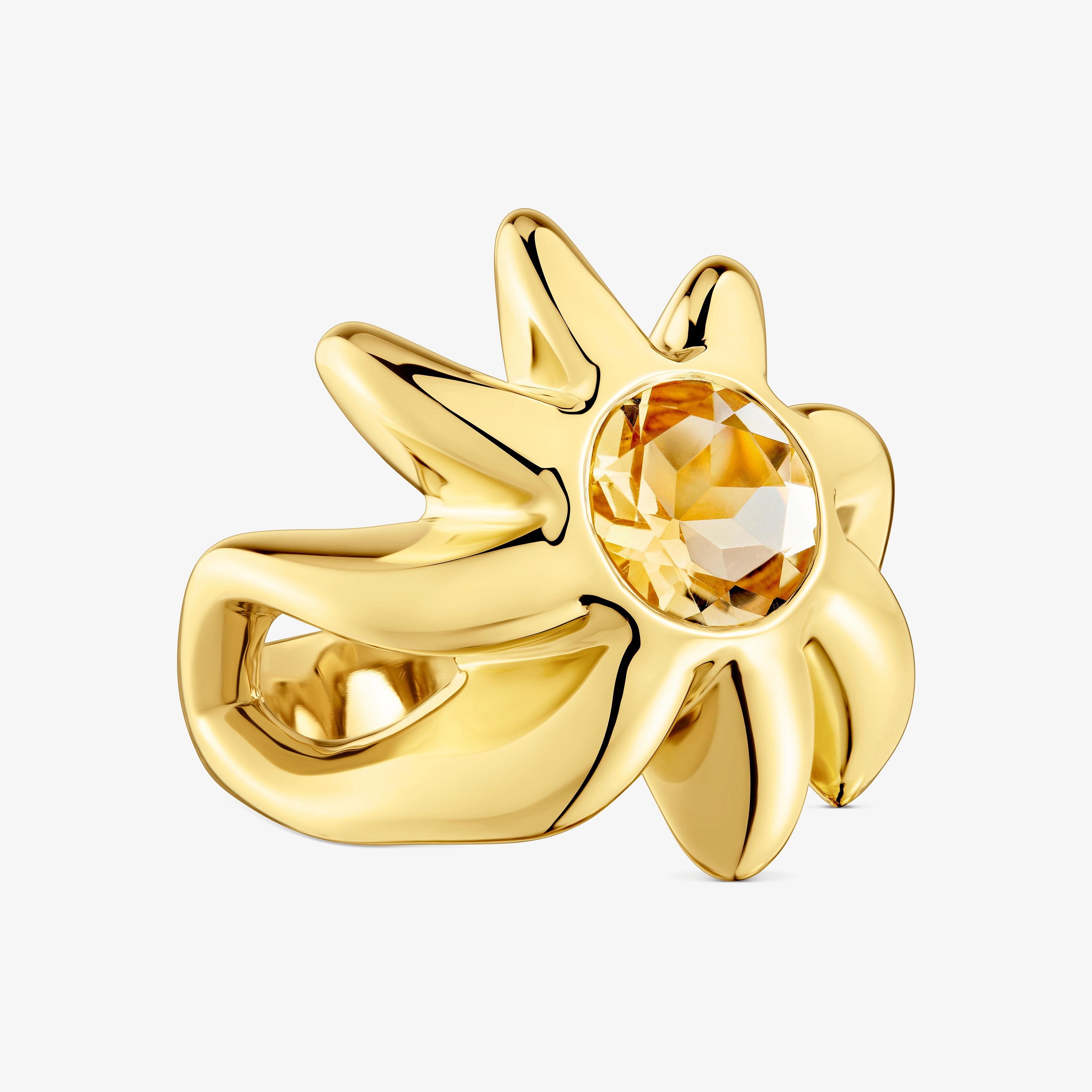 Signet ring with 18K gold vermeil and citrine Galia