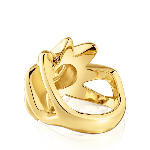 Signet ring with 18kt gold plating over silver and citrine Galia
