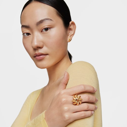 Signet ring with 18kt gold plating over silver and citrine Galia