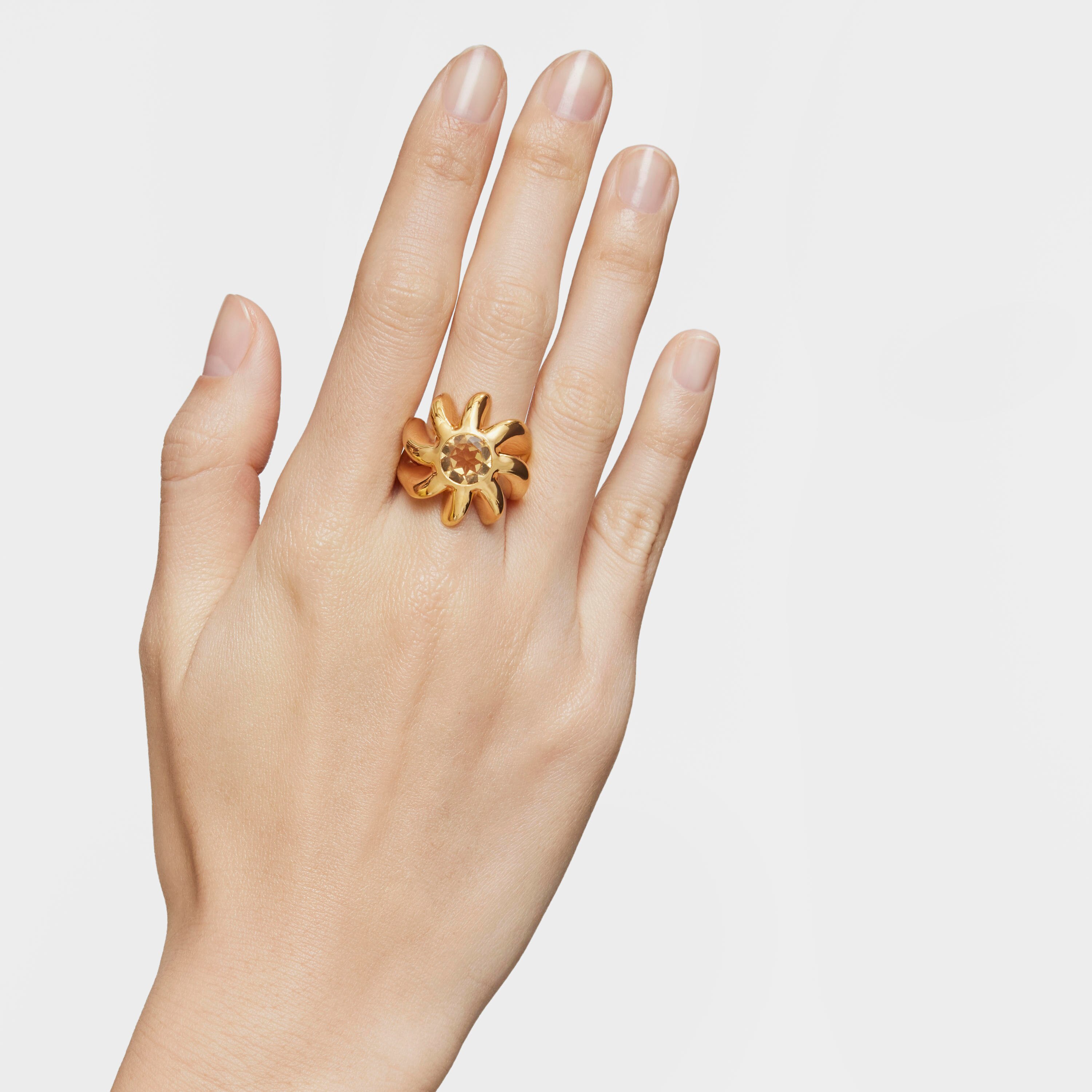 Signet ring with 18K gold vermeil and citrine Galia