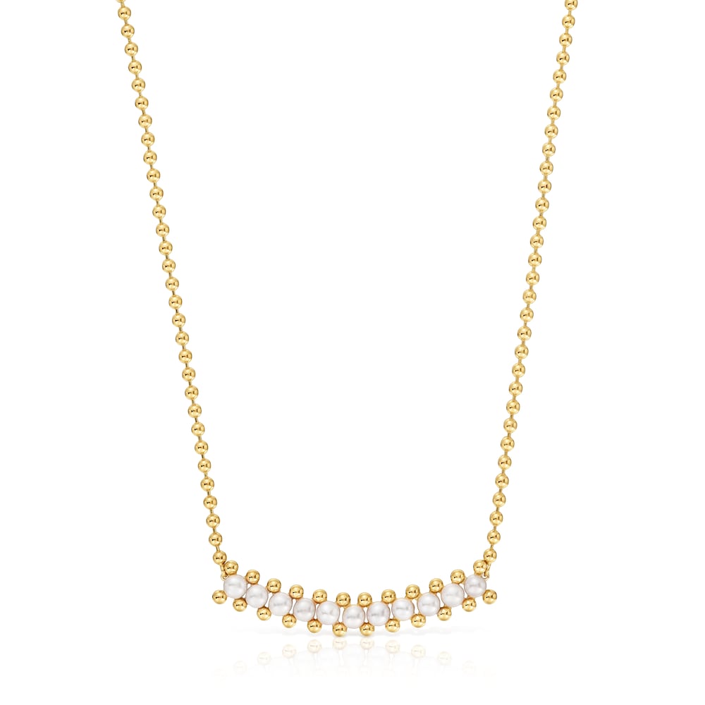 Choker with 18kt gold plating over silver and cultured pearls Gloss Choker with 18kt gold plating over silver and cultured pearls Gloss