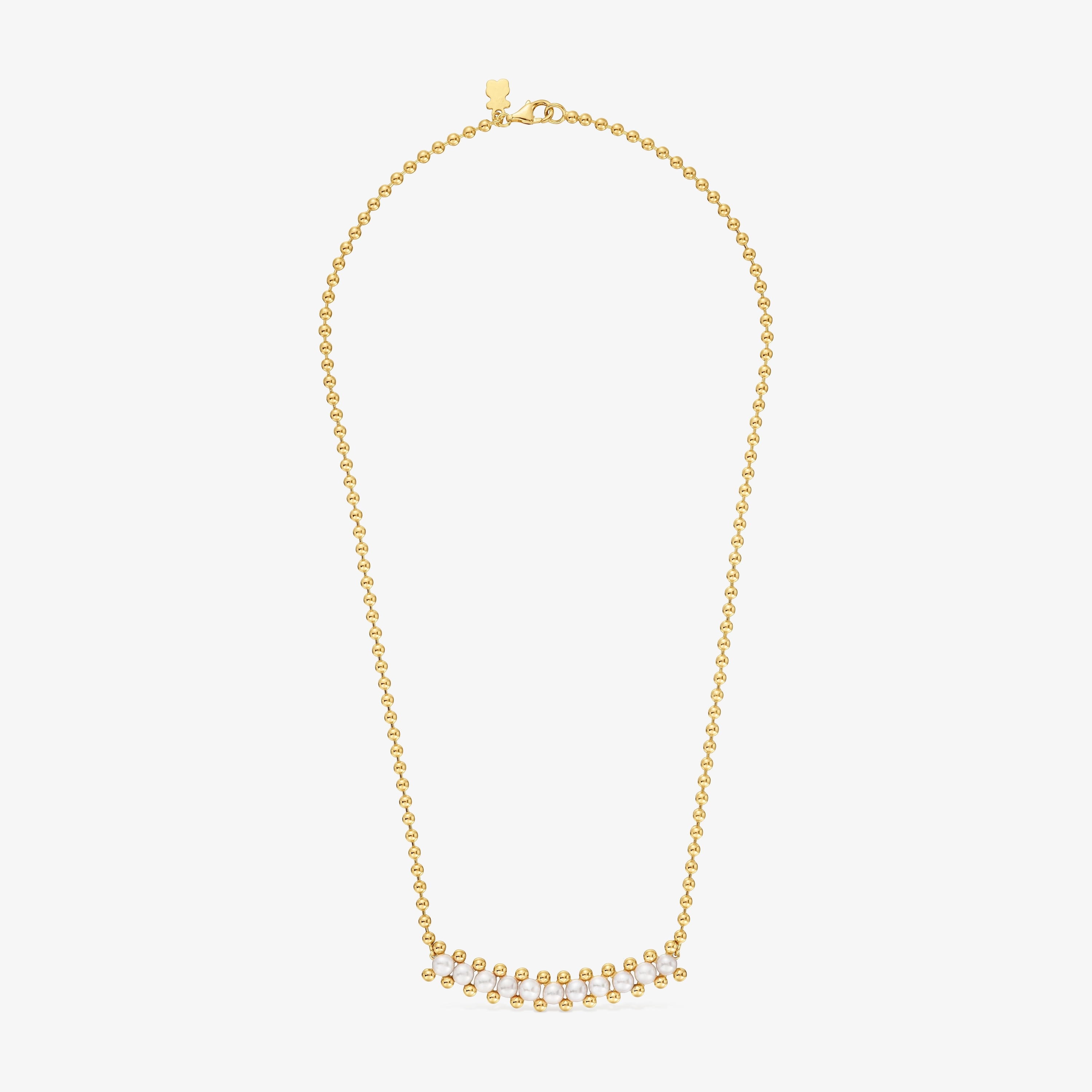 Choker with 18K gold vermeil and cultured pearls Gloss