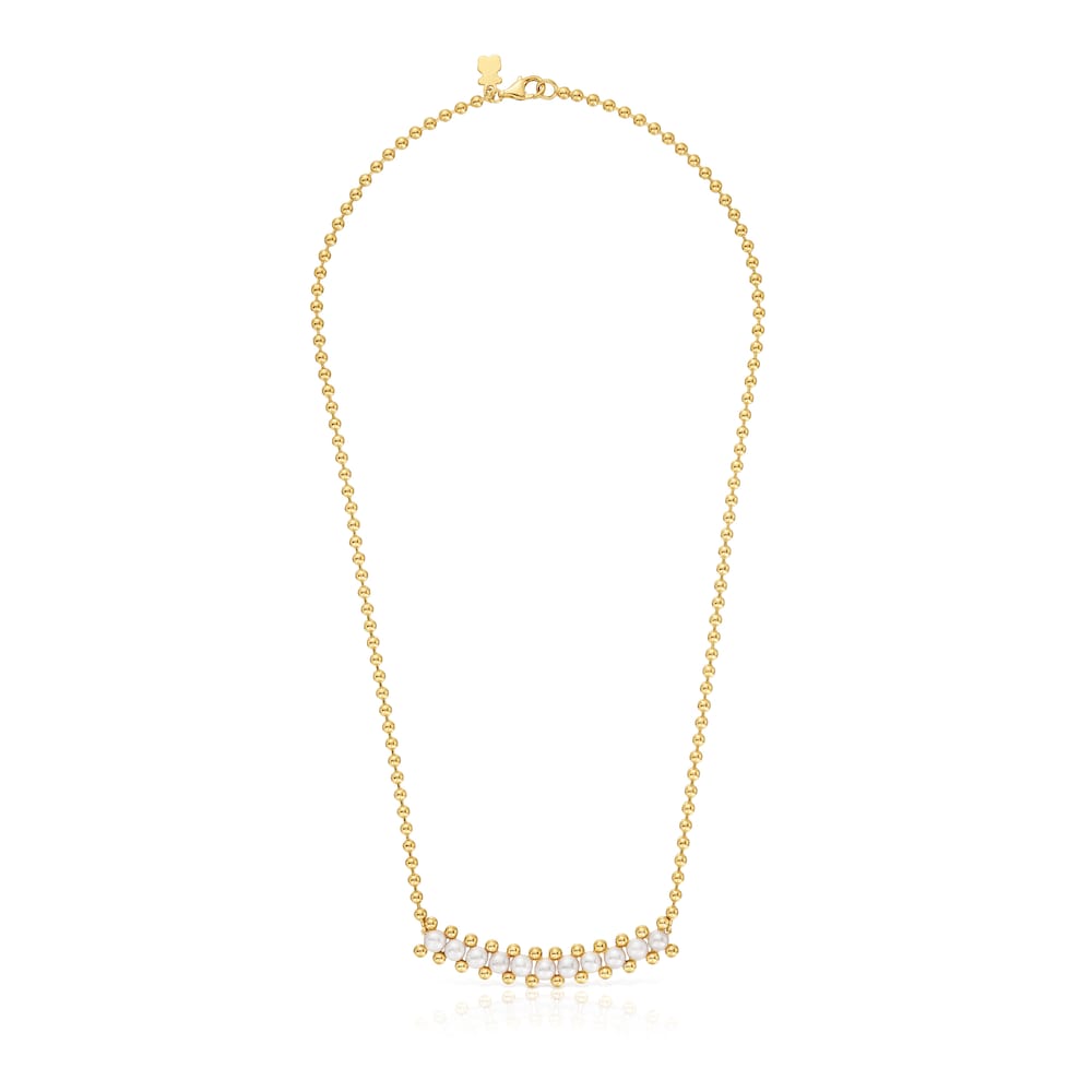 Choker with 18kt gold plating over silver and cultured pearls Gloss Choker with 18kt gold plating over silver and cultured pearls Gloss