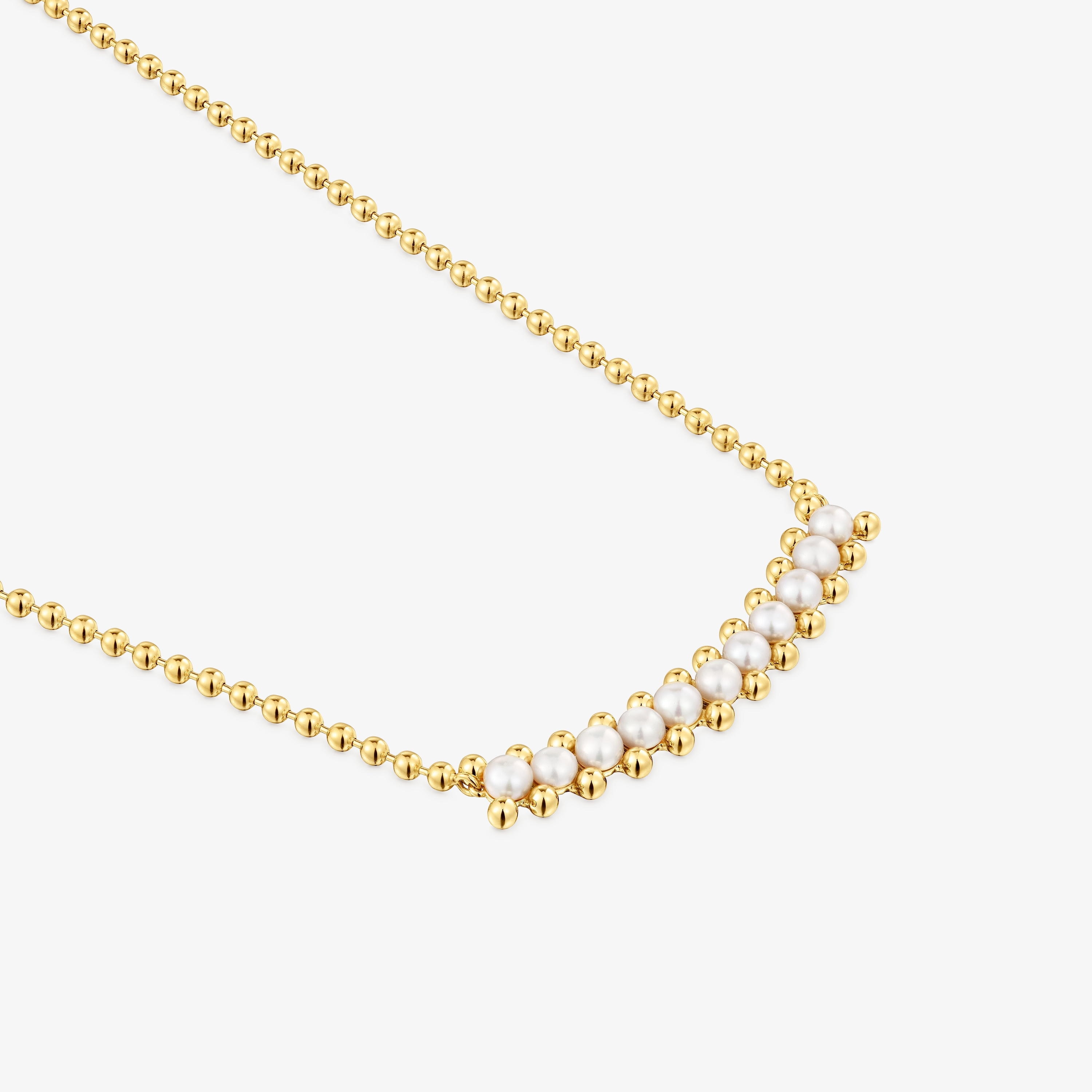 Choker with 18K gold vermeil and cultured pearls Gloss