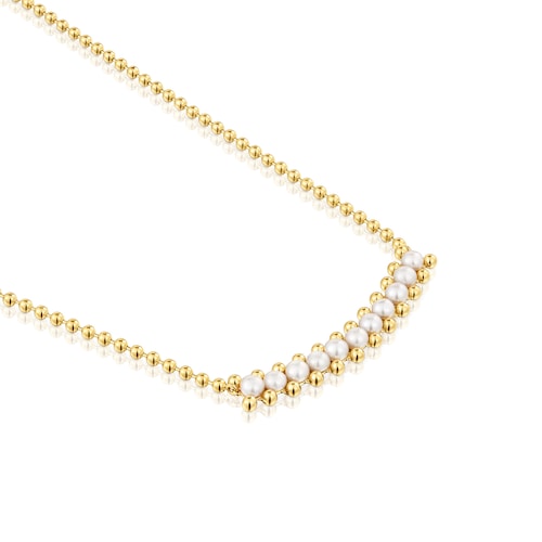 Gargantilla con baño de oro de 18 kt sobre plata y perlas cultivadas Gloss