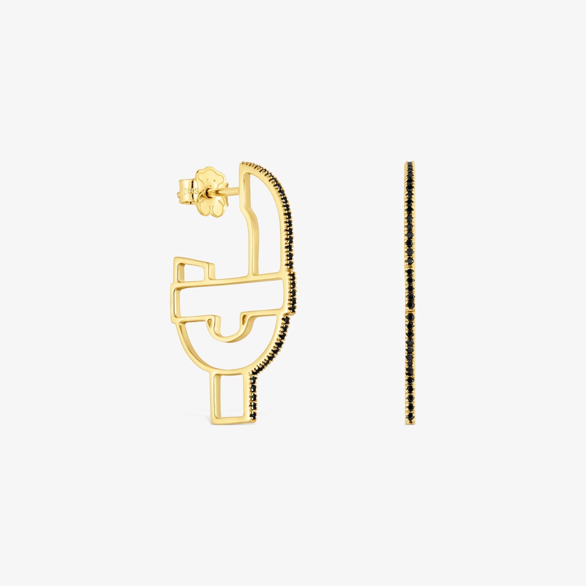 Tous - Pendientes Aro Silueta De Oro Y Espinelas Tous Manifesto - Negro