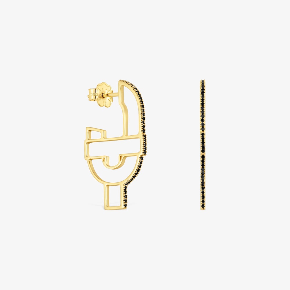 18K Solid Gold silhouette Hoop earrings with spinels TOUS MANIFESTO