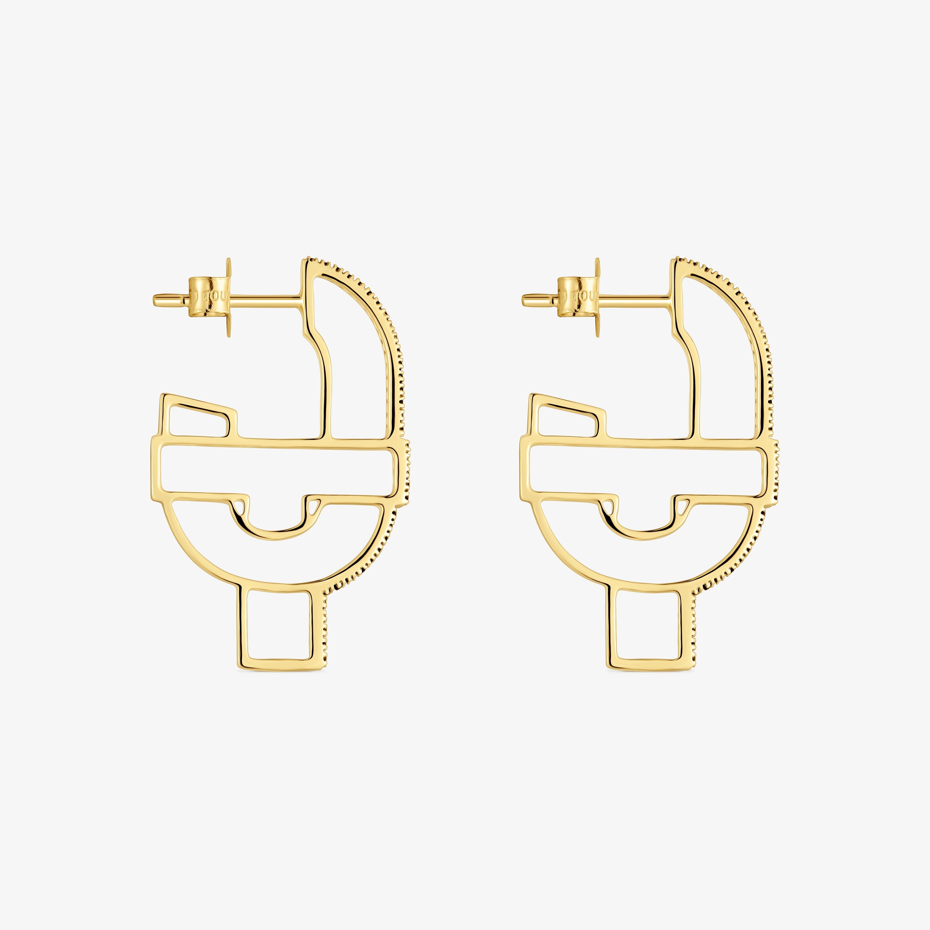 18K Solid Gold silhouette Hoop earrings with spinels TOUS MANIFESTO