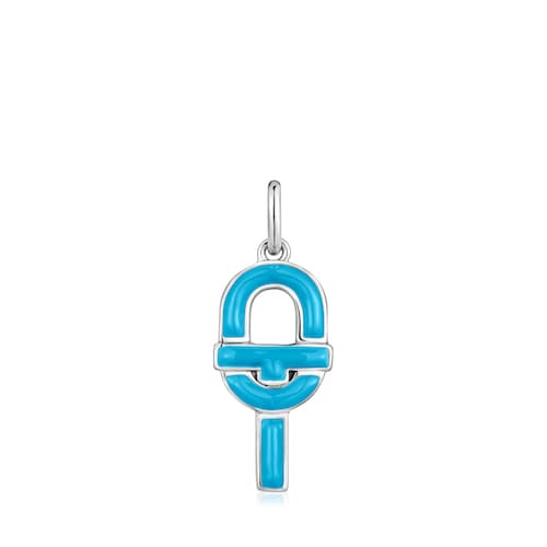 Colgante mediano de plata y esmalte azul TOUS MANIFESTO