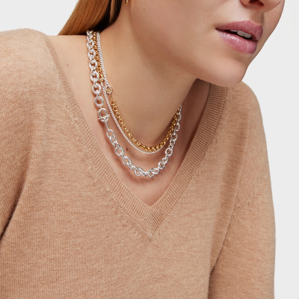 Kr&aacute;tk&yacute; stř&iacute;brn&yacute; N&aacute;hrdeln&iacute;k o&nbsp;d&eacute;lce 45&nbsp;cm TOUS MANIFESTO