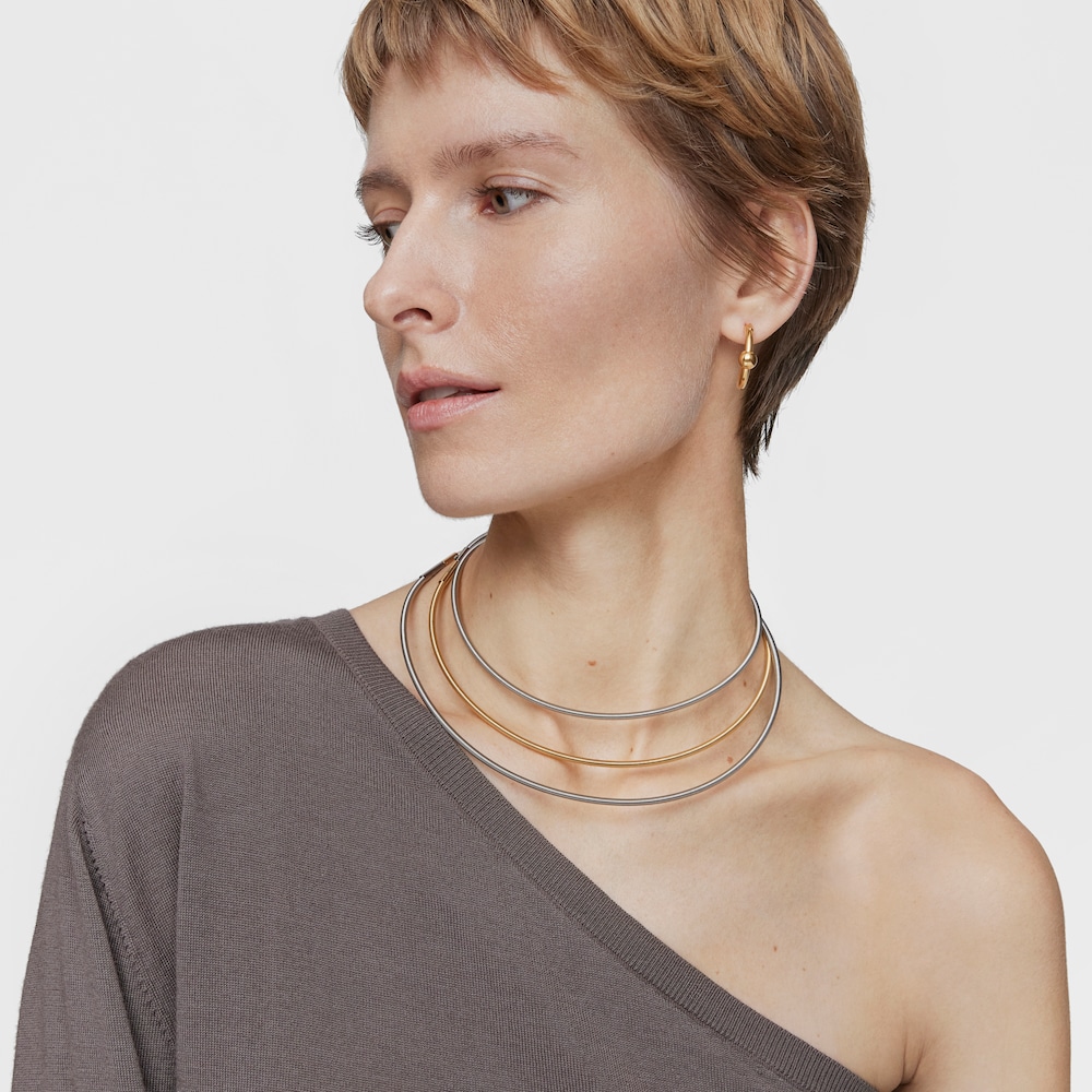 Collar de acero IP dorado 3 mm Mesh Tube