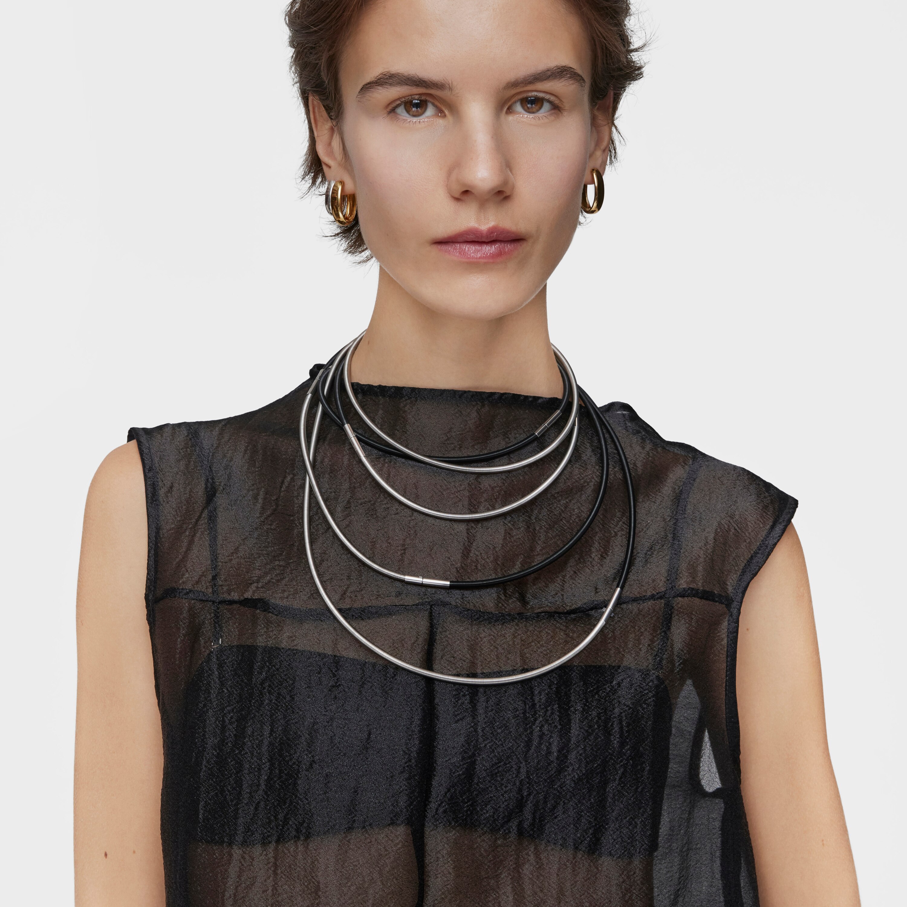 Mesh Tube steel Necklace 4 mm