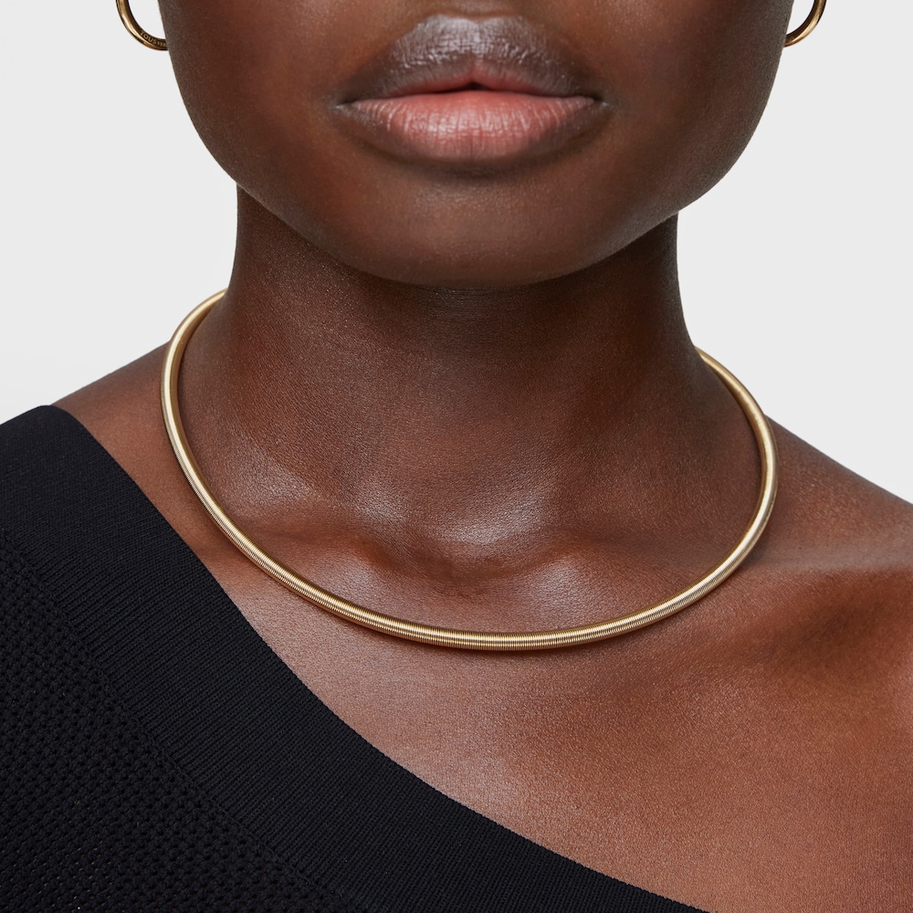 Collar de acero IP dorado 4 mm Mesh Tube