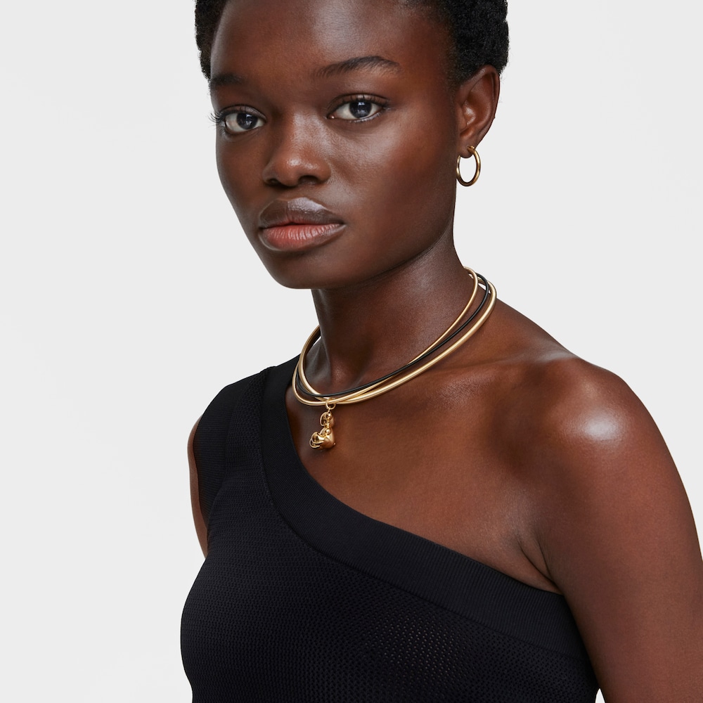 Collar de acero IP dorado 4 mm Mesh Tube