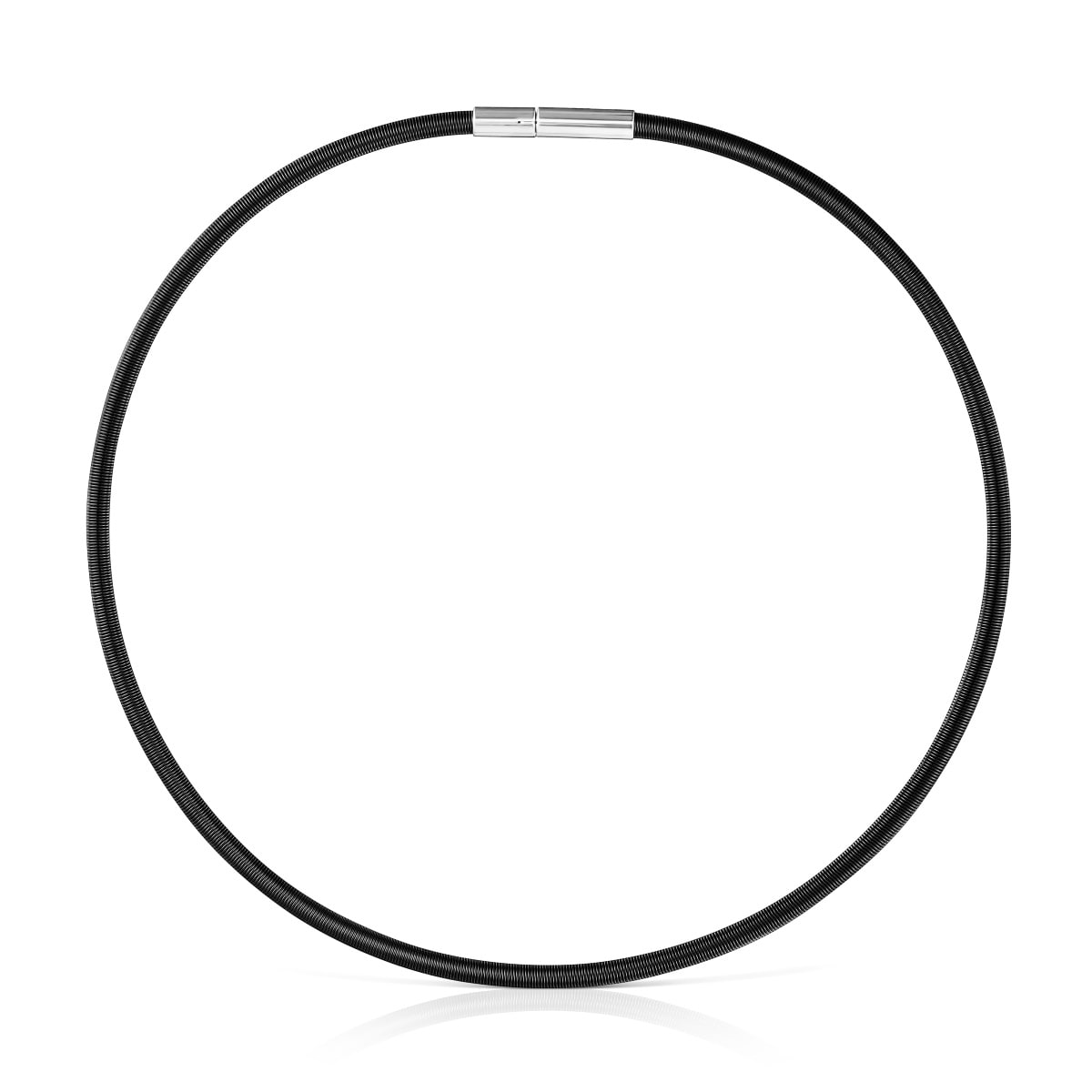 Mesh Tube black IP steel Necklace 4 mm