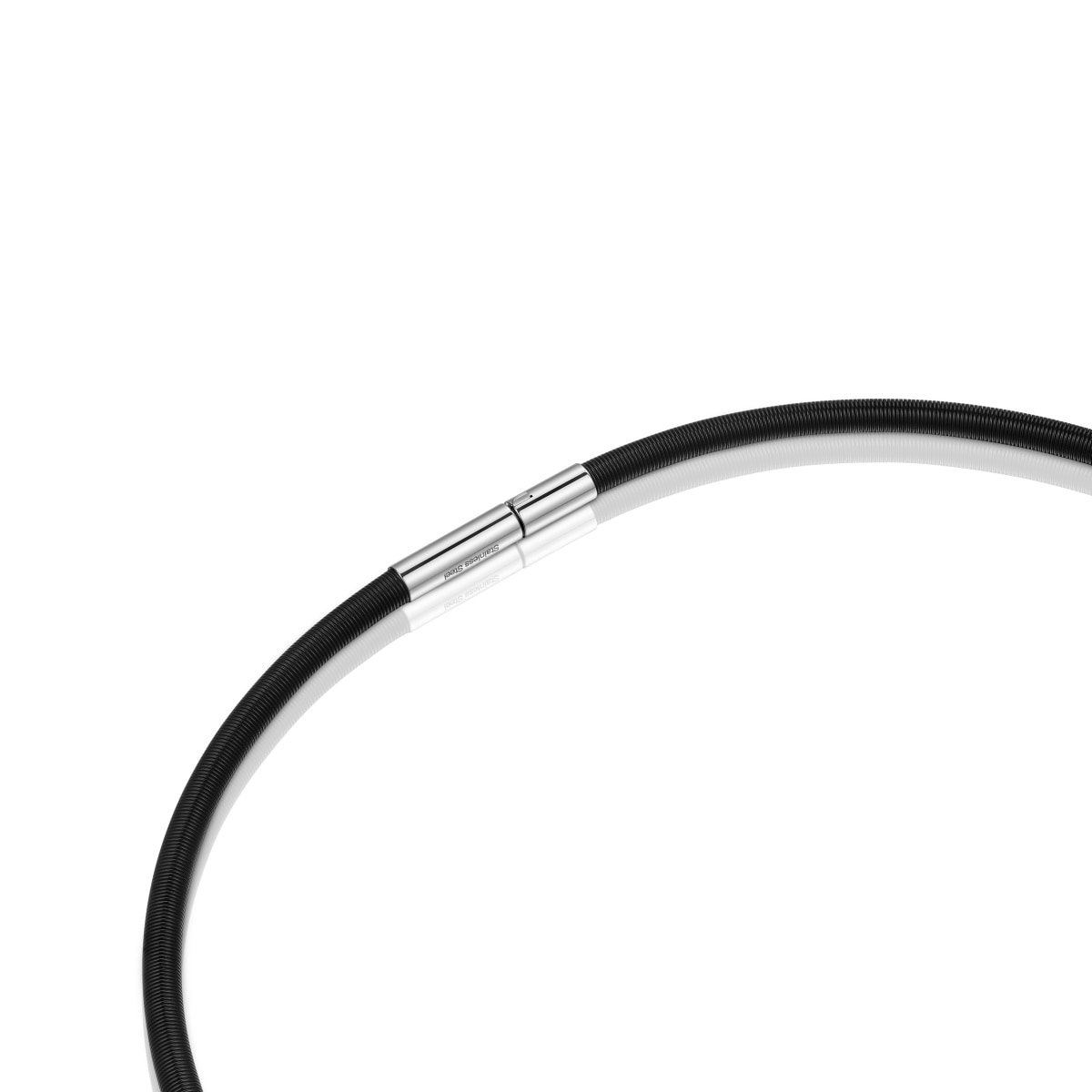 Mesh Tube black IP steel Necklace 4 mm