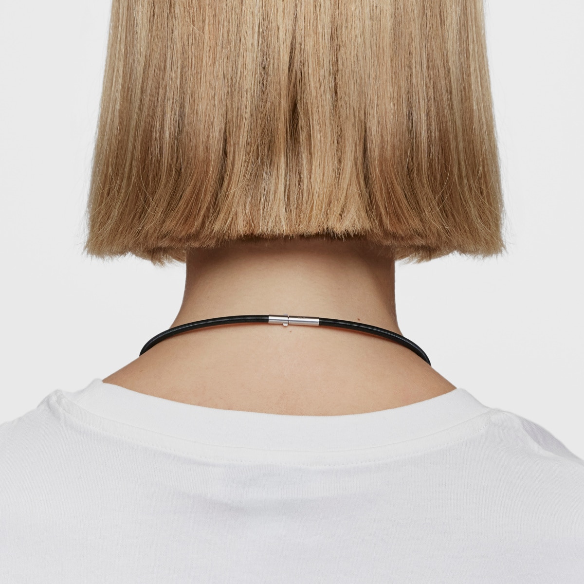 Mesh Tube black IP steel Necklace 4 mm