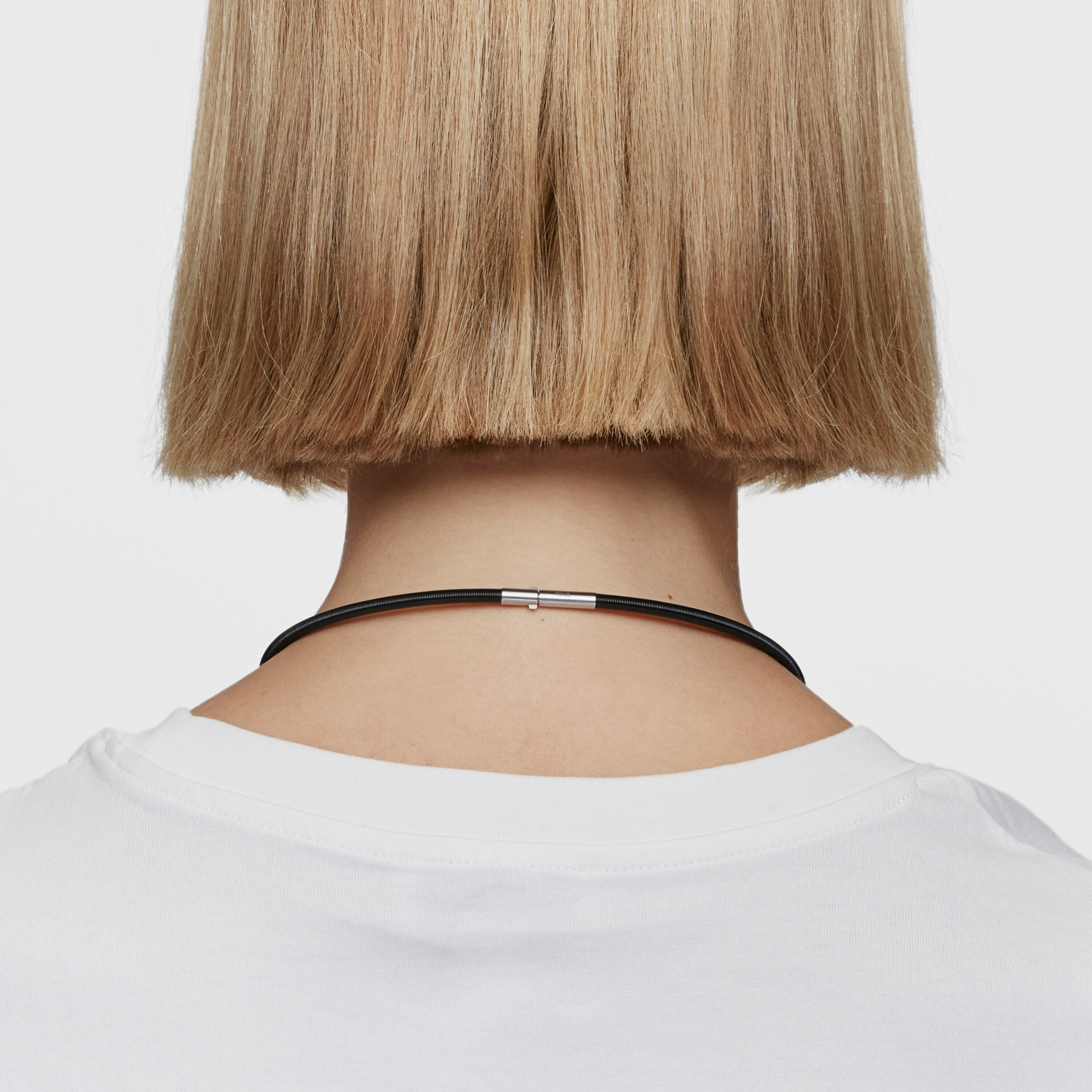 Mesh Tube black IP steel Necklace  mm