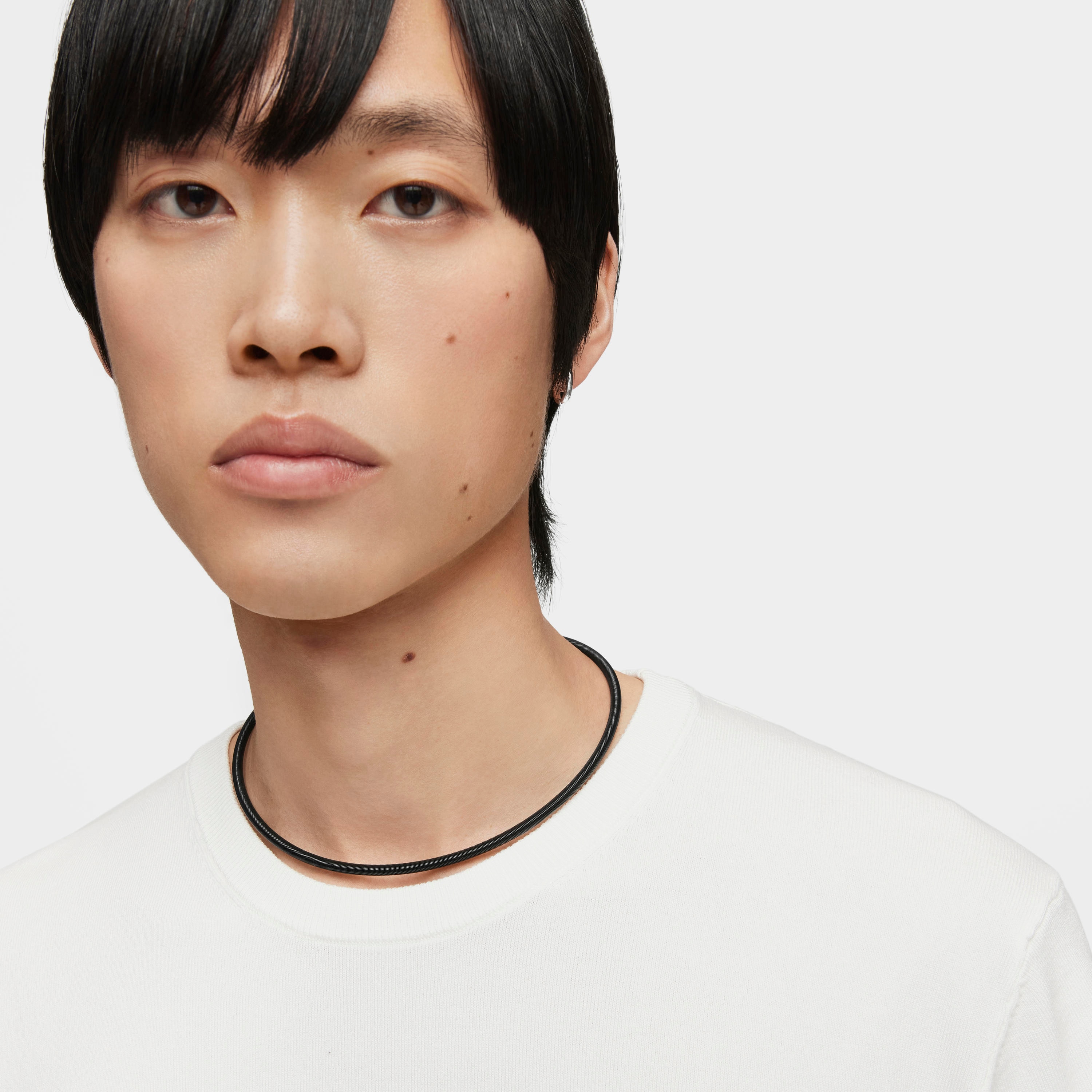 Mesh Tube black IP steel Necklace 4 mm