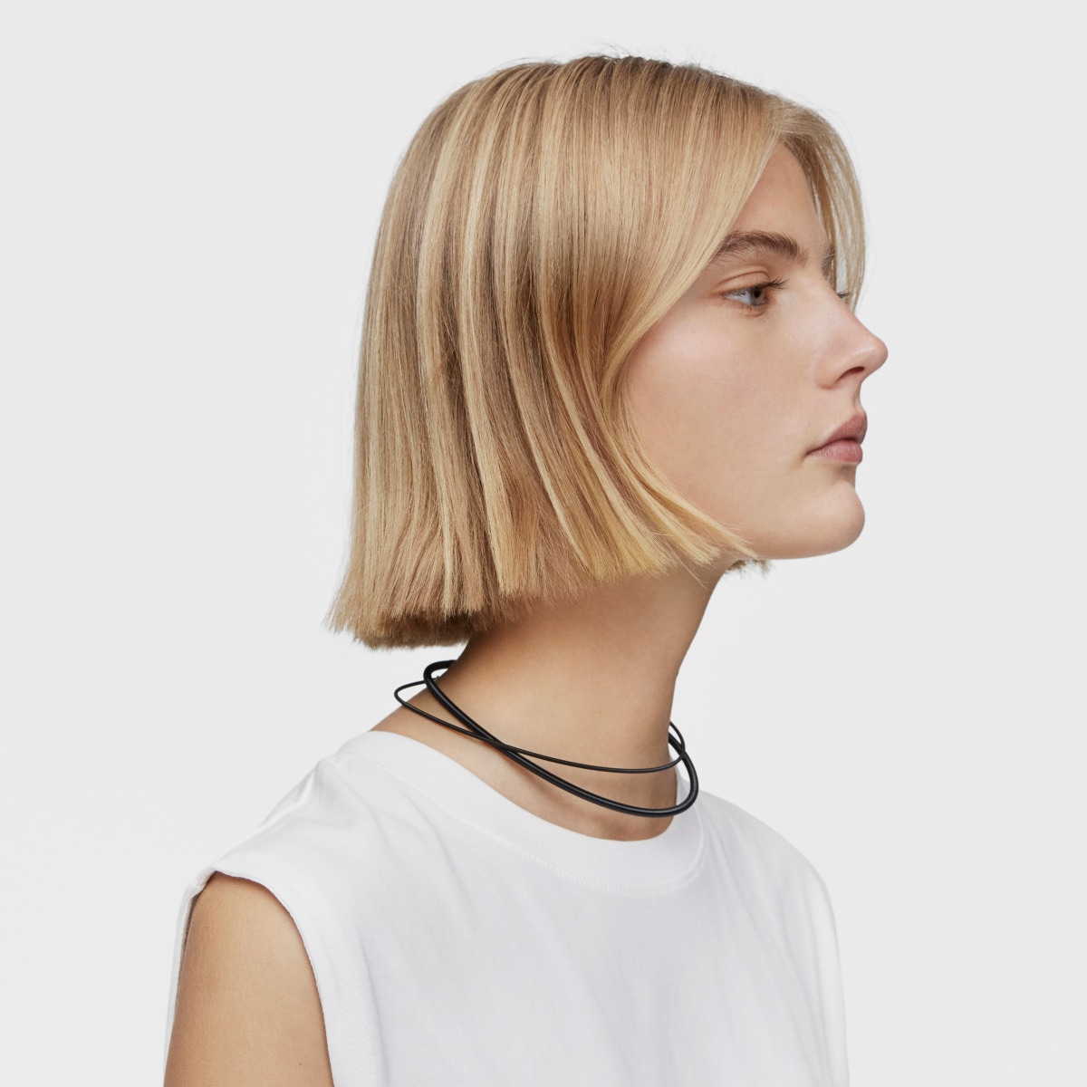Mesh Tube black IP steel Necklace 4 mm