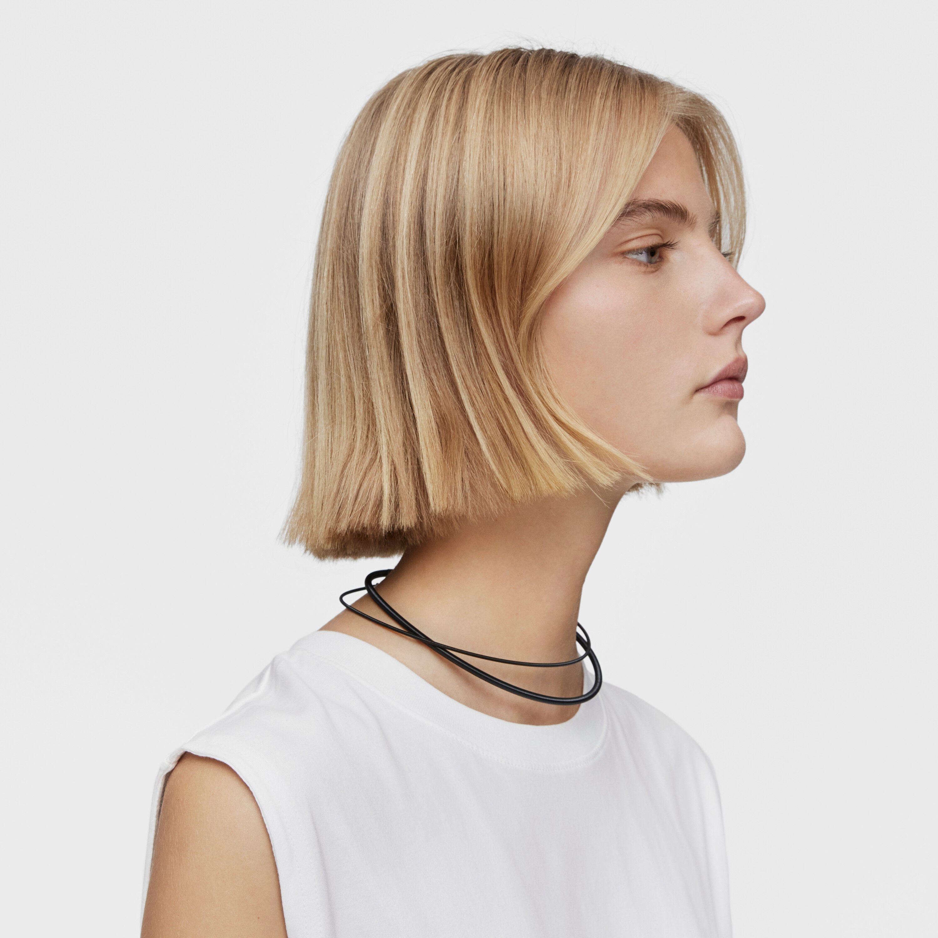 Mesh Tube black IP steel Necklace  mm