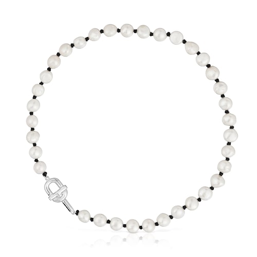 44 cm black nylon Necklace with cultured pearls TOUS MANIFESTO