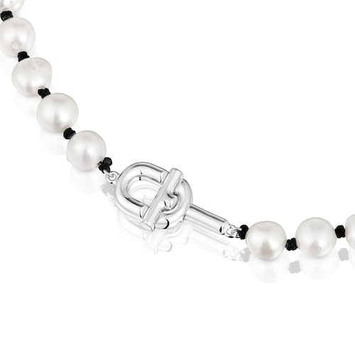 44 cm black nylon Necklace with cultured pearls TOUS MANIFESTO