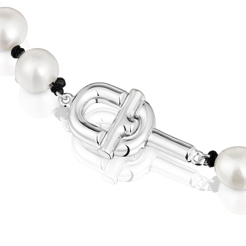 44 cm black nylon Necklace with cultured pearls TOUS MANIFESTO