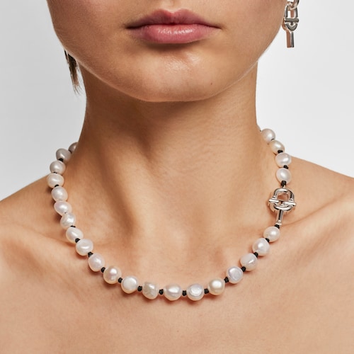 44 cm black nylon Necklace with cultured pearls TOUS MANIFESTO