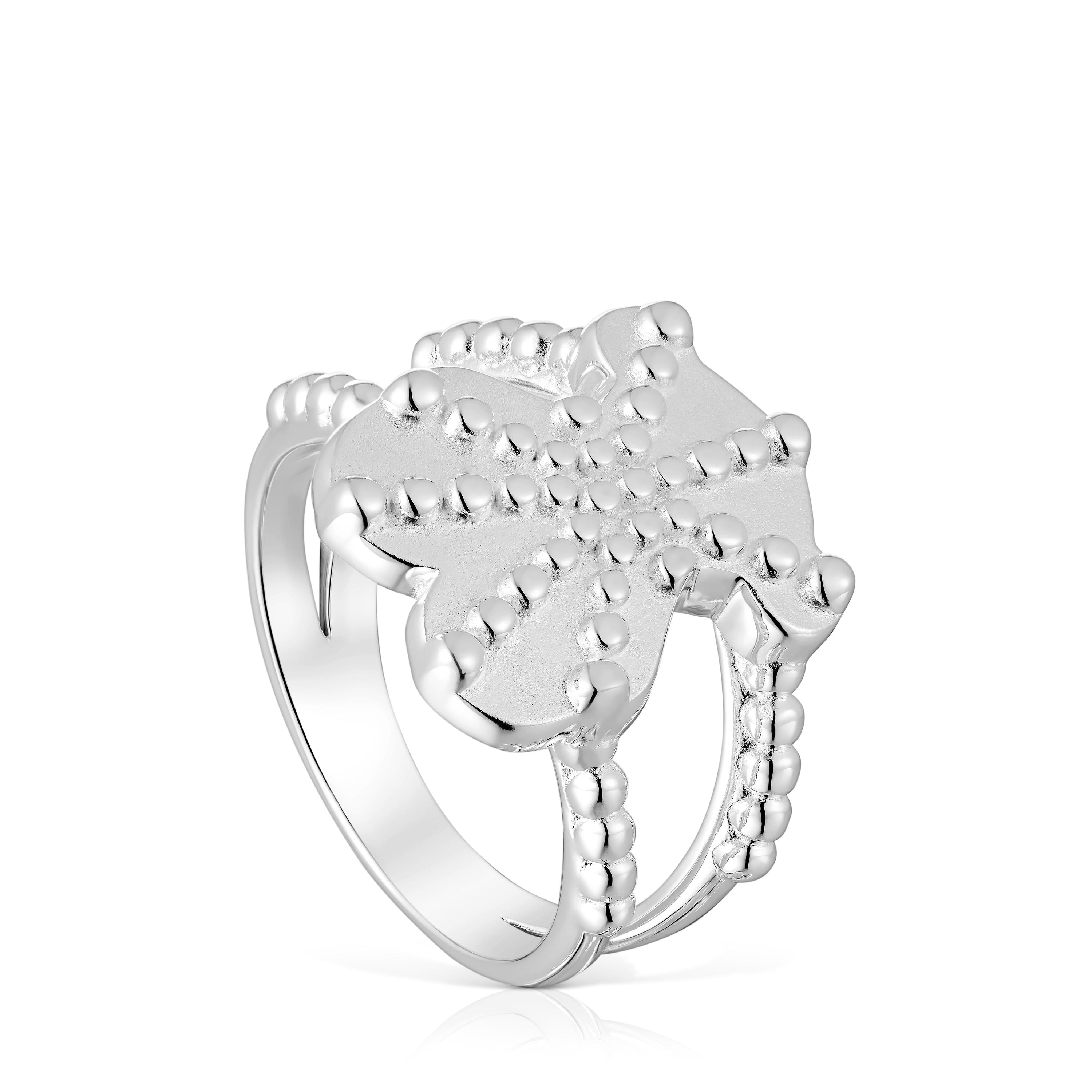 Anillo grande de plata con motivo oso TOUS Grain image number 0