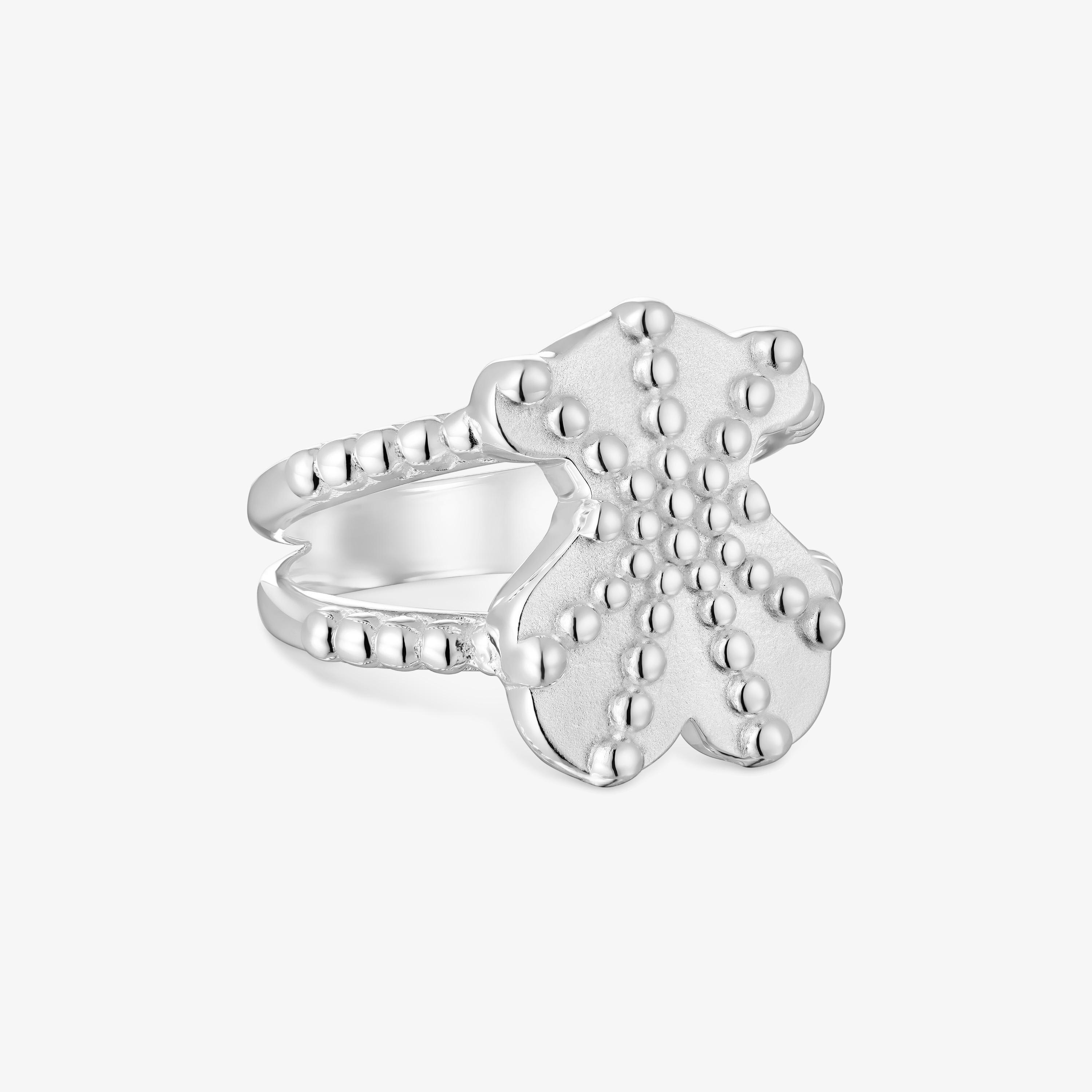 Large silver Ring with bear motif TOUS Grain