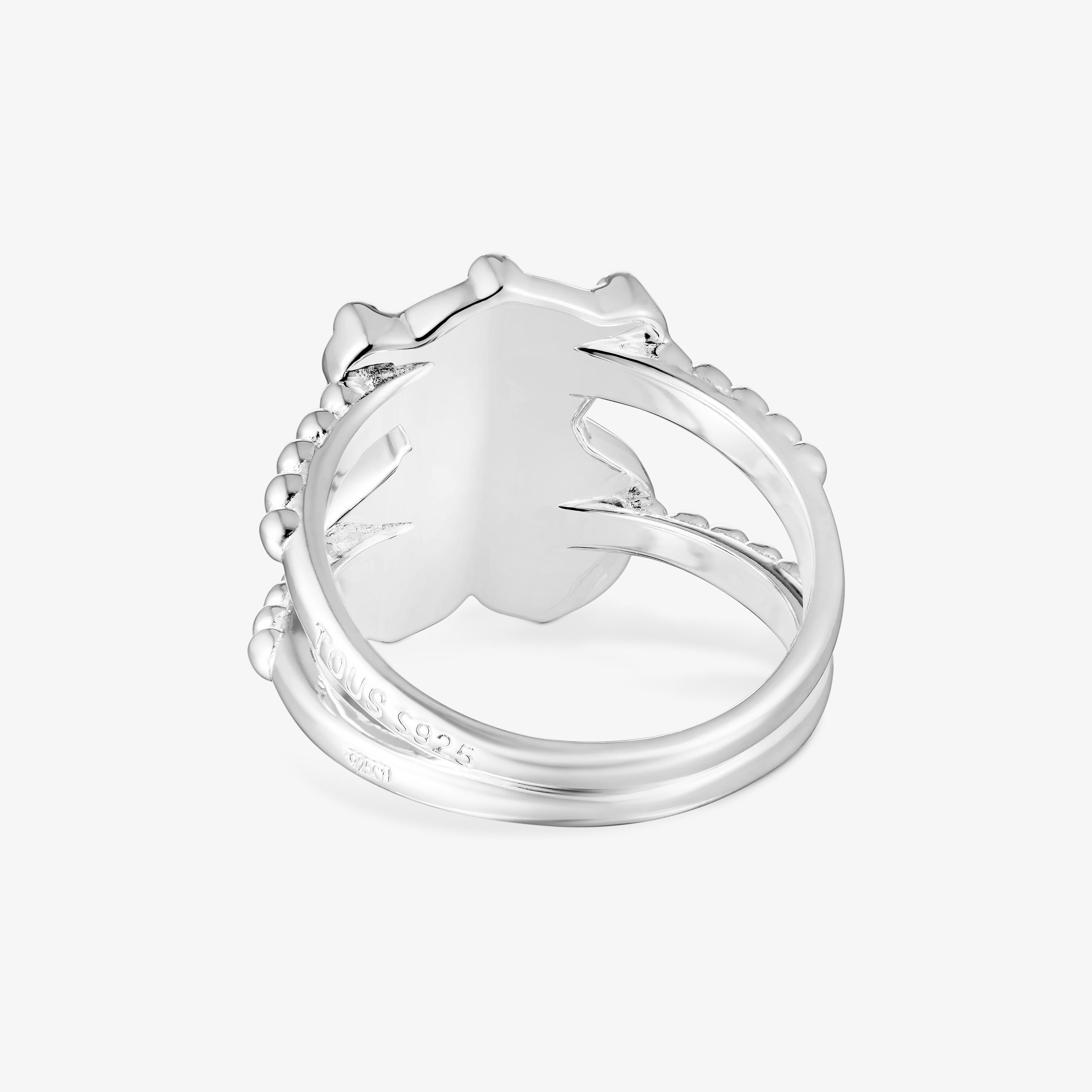 Large silver Ring with bear motif TOUS Grain