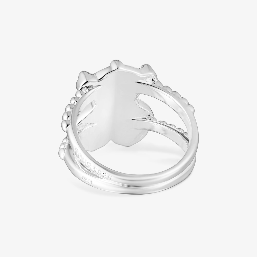 Veľk&yacute; strieborn&yacute; Prsteň s&nbsp;mot&iacute;vom medved&iacute;ka TOUS Grain