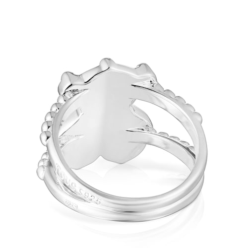 Anillo grande de plata con motivo oso TOUS Grain