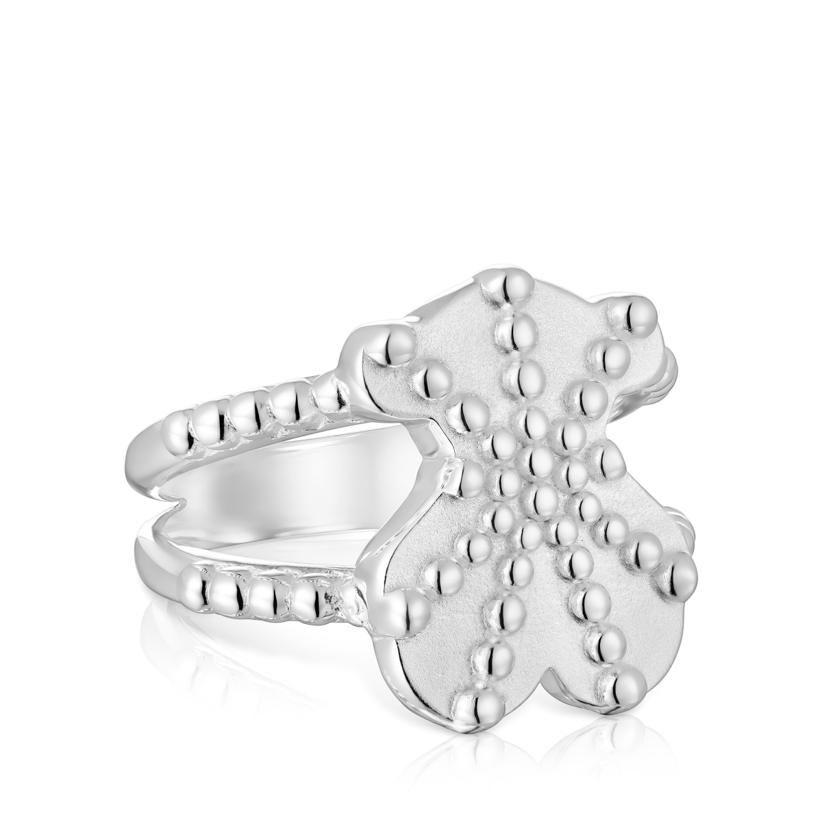 Large silver Ring with bear motif TOUS Grain