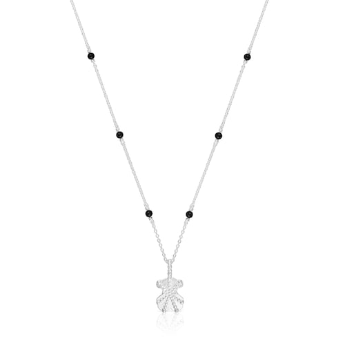Collar corto de plata, ónix y motivo oso TOUS Grain