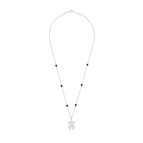 Collar corto de plata, ónix y motivo oso TOUS Grain