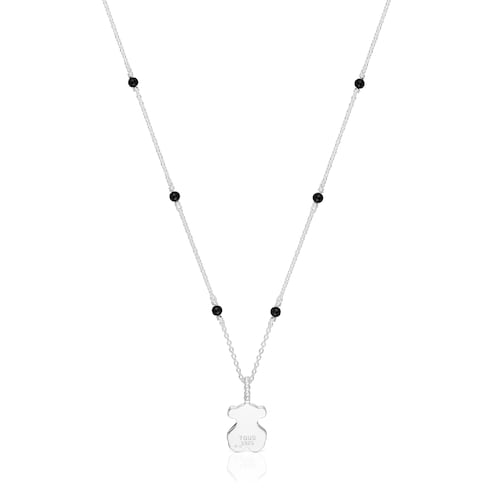 Collar corto de plata, ónix y motivo oso TOUS Grain