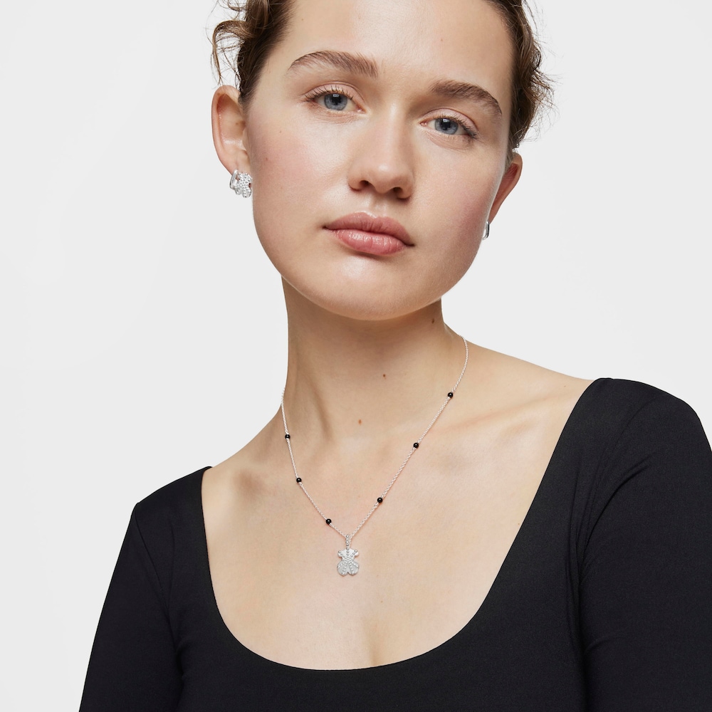 Collar corto de plata, &oacute;nix y motivo oso TOUS Grain