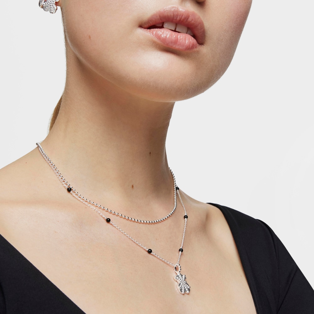 Collar corto de plata, &oacute;nix y motivo oso TOUS Grain