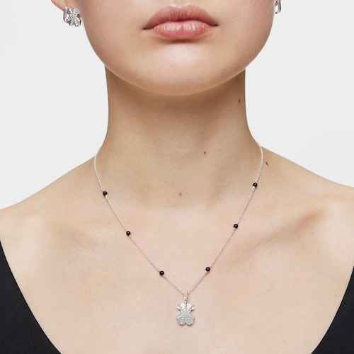 Collar corto de plata, ónix y motivo oso TOUS Grain