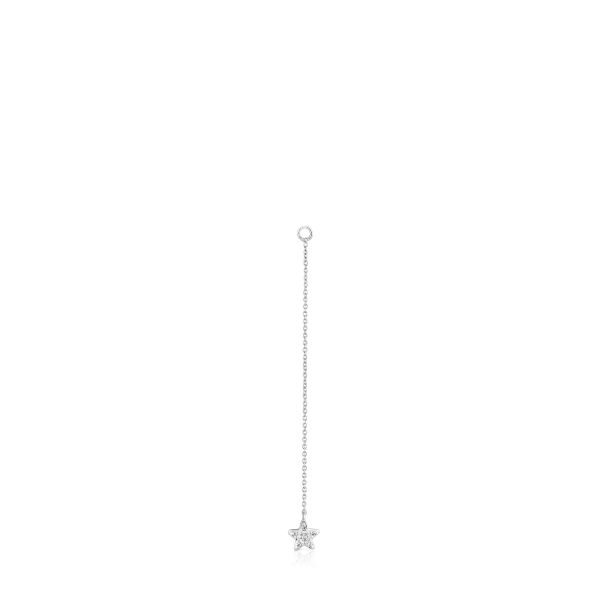 Long white-gold star Single earring with diamonds TOUS Grain