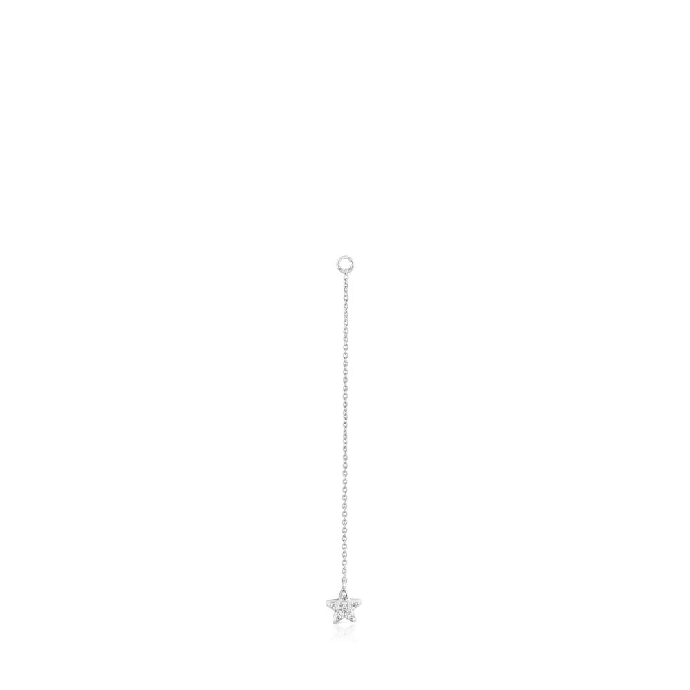 Long white-gold star Single earring with diamonds TOUS Grain