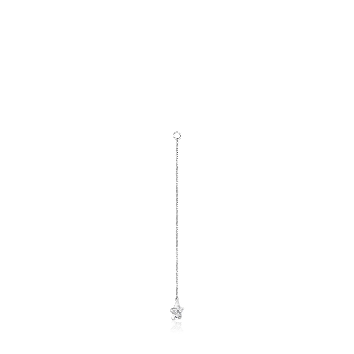 Long white-gold star Single earring with diamonds TOUS Grain