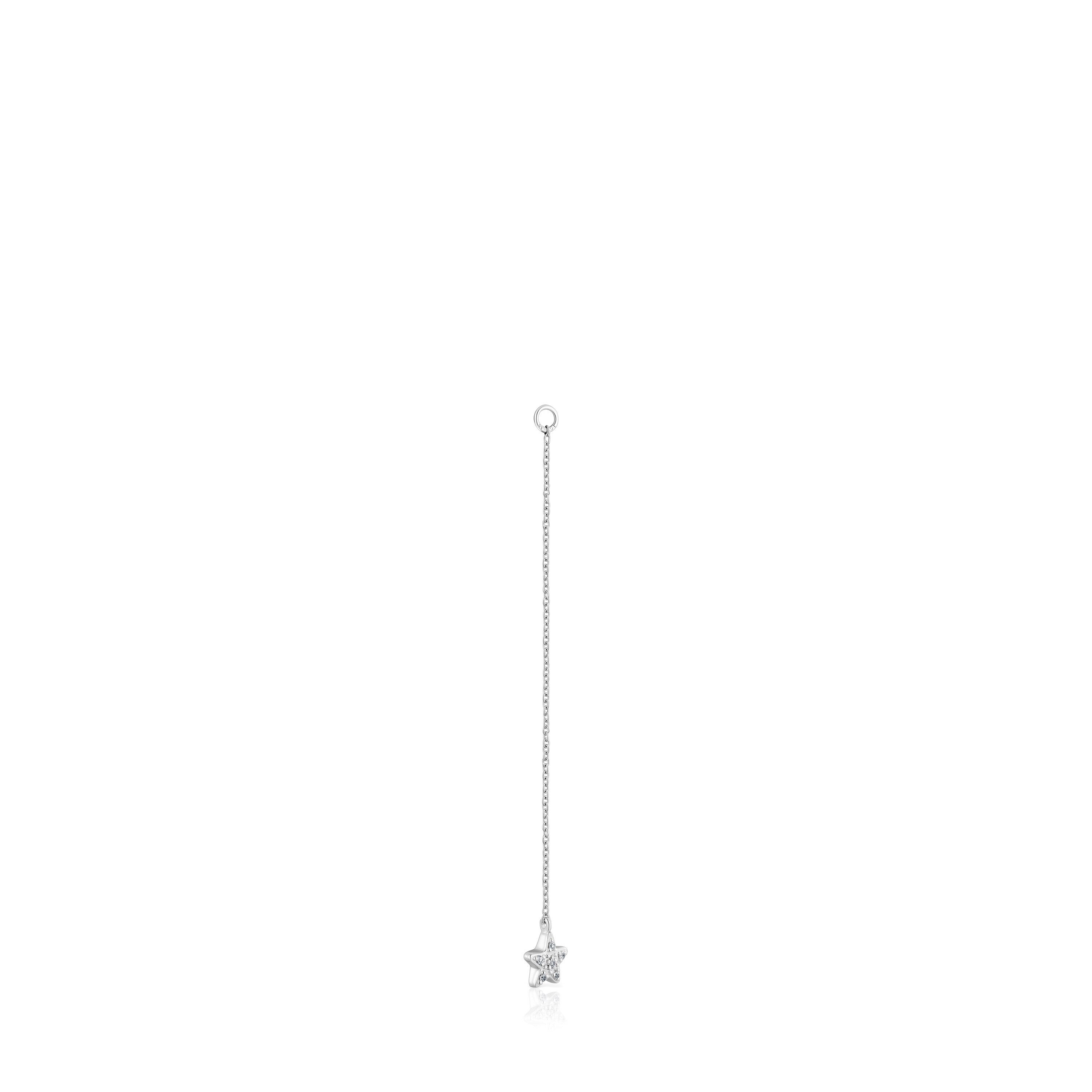 Long white-gold star Single earring with diamonds TOUS Grain
